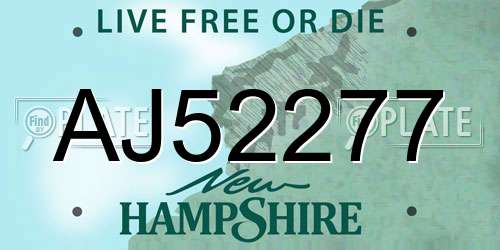 AJ52277 New Hampshire License Plate