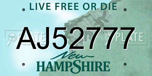 AJ52777 New Hampshire License Plate
