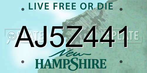 AJ5Z441 New Hampshire License Plate