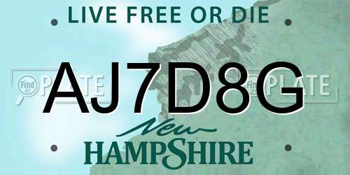 AJ7D8G New Hampshire License Plate