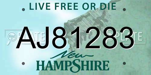 AJ81283 New Hampshire License Plate