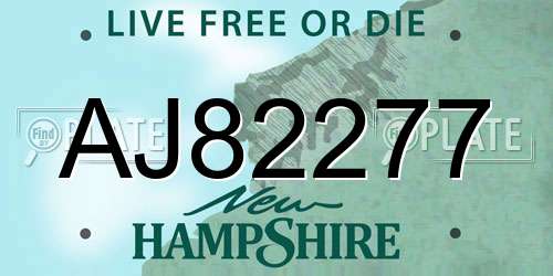 AJ82277 New Hampshire License Plate