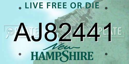AJ82441 New Hampshire License Plate