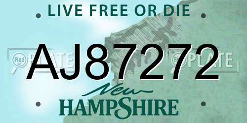 AJ87272 New Hampshire License Plate