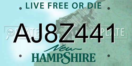 AJ8Z441 New Hampshire License Plate