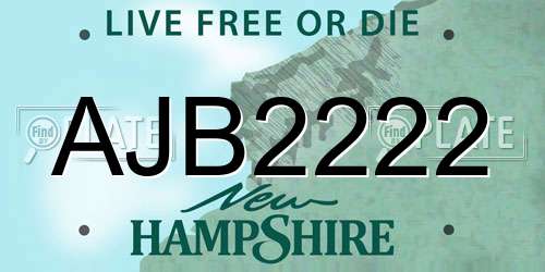 AJB2222 New Hampshire License Plate
