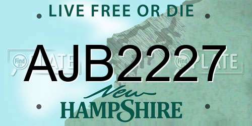 AJB2227 New Hampshire License Plate