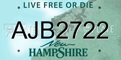 AJB2722 New Hampshire License Plate