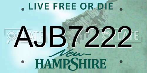 AJB7222 New Hampshire License Plate