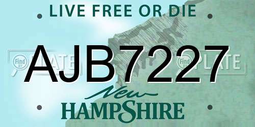 AJB7227 New Hampshire License Plate