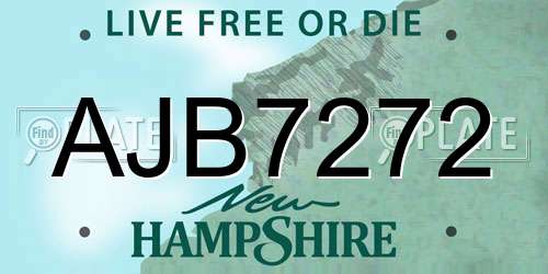 AJB7272 New Hampshire License Plate
