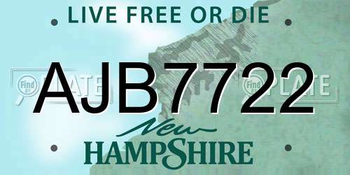 AJB7722 New Hampshire License Plate