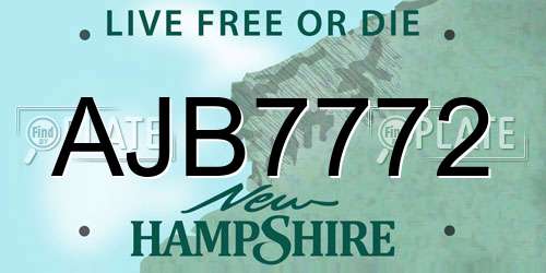 AJB7772 New Hampshire License Plate