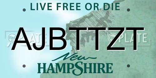AJBTTZT New Hampshire License Plate