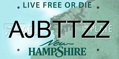 AJBTTZZ New Hampshire License Plate