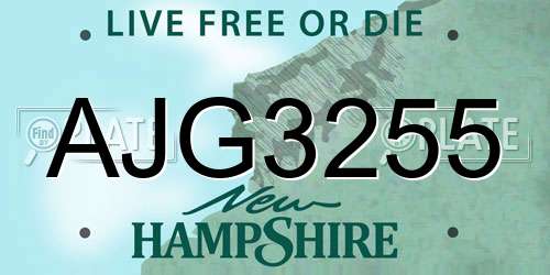 AJG3255 New Hampshire License Plate