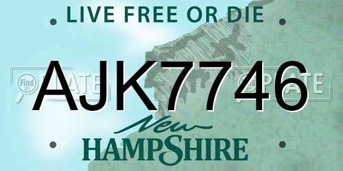 AJK7746 New Hampshire License Plate
