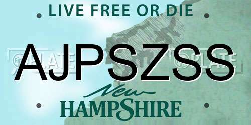 AJPSZSS New Hampshire License Plate