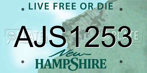 AJS1253 New Hampshire License Plate