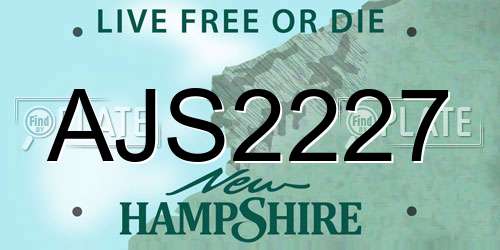 AJS2227 New Hampshire License Plate