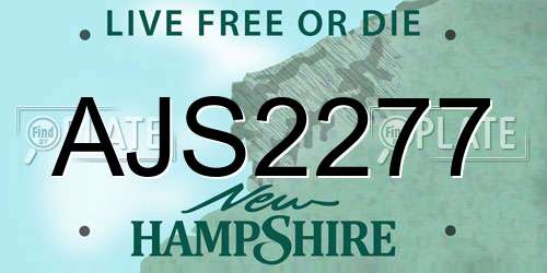AJS2277 New Hampshire License Plate