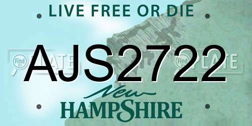 AJS2722 New Hampshire License Plate