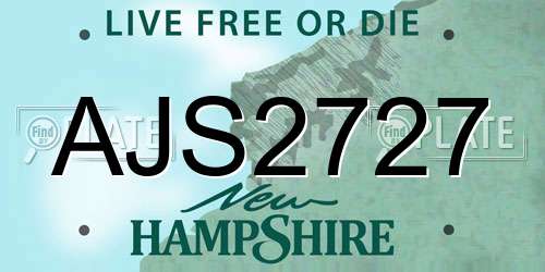 AJS2727 New Hampshire License Plate