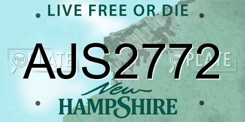 AJS2772 New Hampshire License Plate