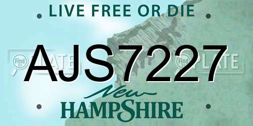 AJS7227 New Hampshire License Plate