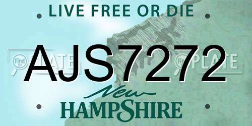 AJS7272 New Hampshire License Plate