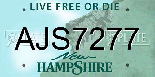 AJS7277 New Hampshire License Plate