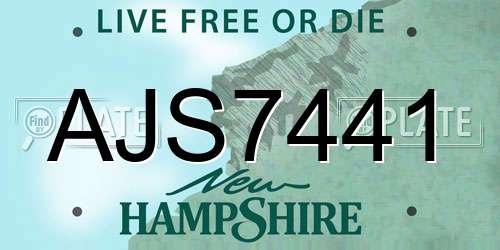 AJS7441 New Hampshire License Plate
