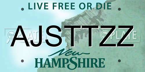 AJSTTZZ New Hampshire License Plate