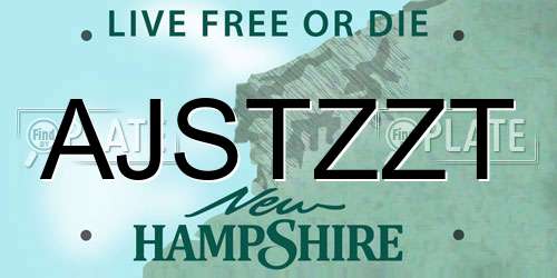AJSTZZT New Hampshire License Plate