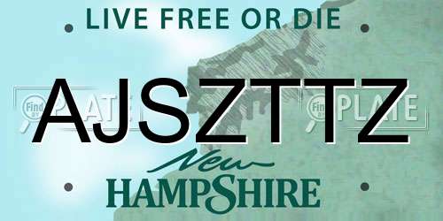 AJSZTTZ New Hampshire License Plate
