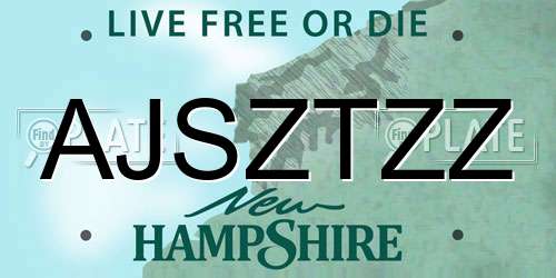AJSZTZZ New Hampshire License Plate