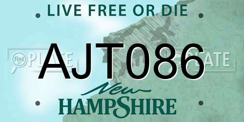 AJT086 New Hampshire License Plate