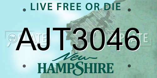 AJT3046 New Hampshire License Plate