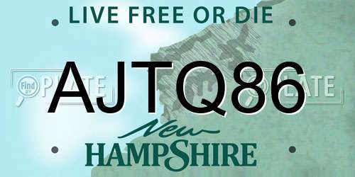 AJTQ86 New Hampshire License Plate