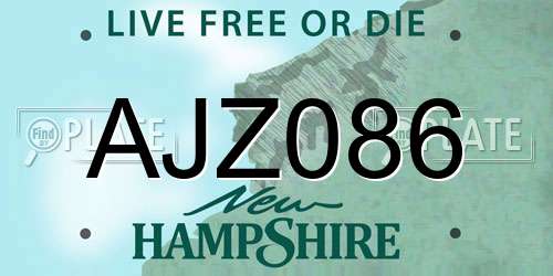 AJZ086 New Hampshire License Plate