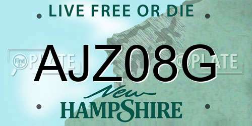 AJZ08G New Hampshire License Plate