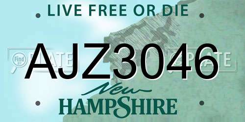 AJZ3046 New Hampshire License Plate