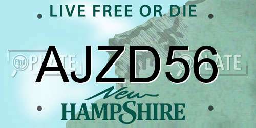 AJZD56 New Hampshire License Plate