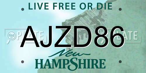 AJZD86 New Hampshire License Plate