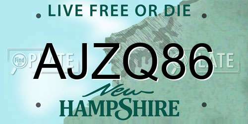 AJZQ86 New Hampshire License Plate