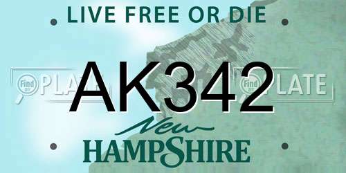 AK342 New Hampshire License Plate