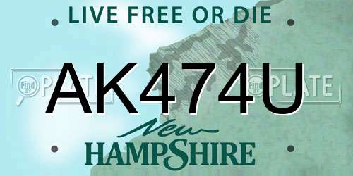 AK474U New Hampshire License Plate