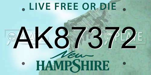 AK87372 New Hampshire License Plate