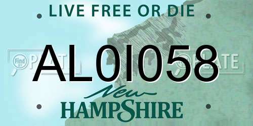 AL0I058 New Hampshire License Plate