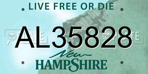 AL35828 New Hampshire License Plate